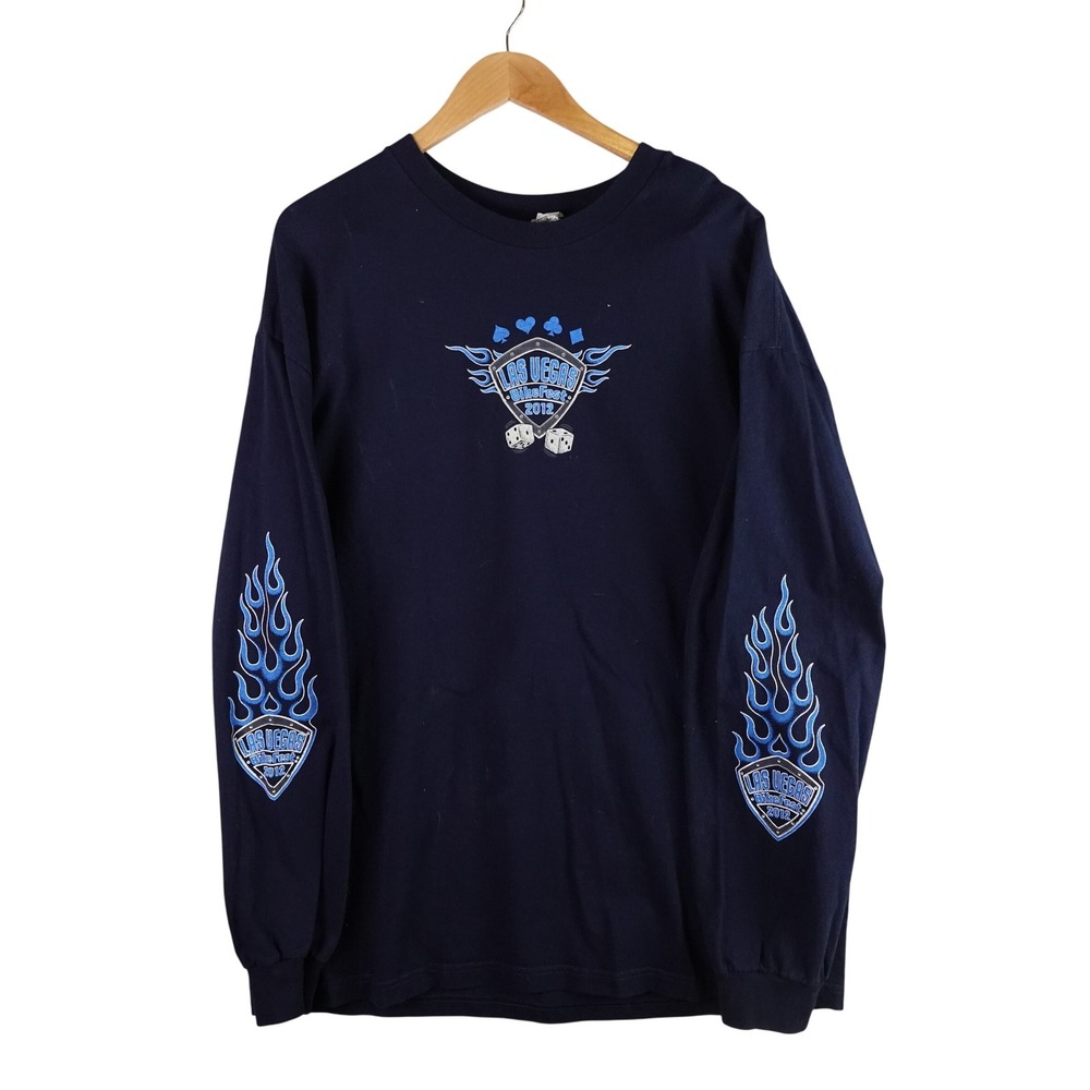 Alstyle Las Vegas BikeFest 2012‎ Long Sleeve Graphic T-Shirt Mens 2XL Navy Blue